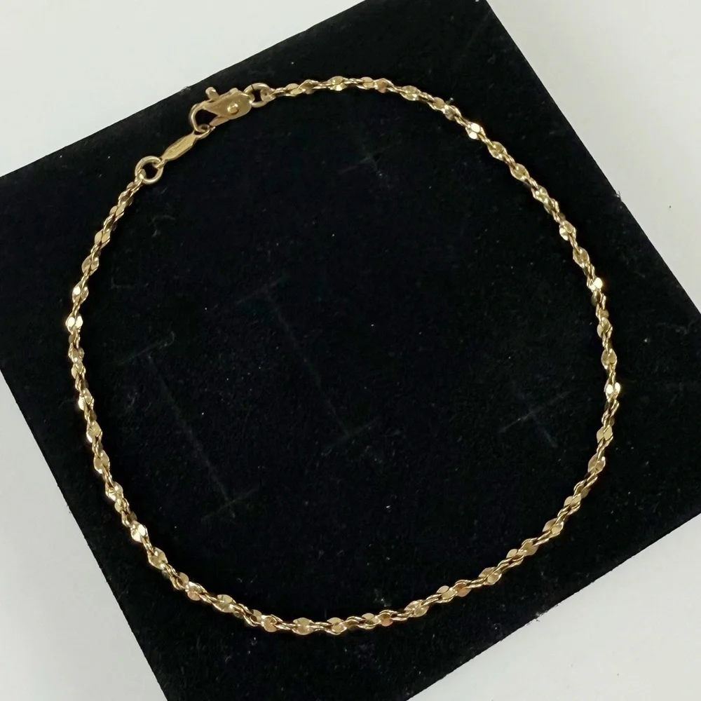 Twisted Rope Chain 24 Gold Plated Bracelet 9 Inch Long
